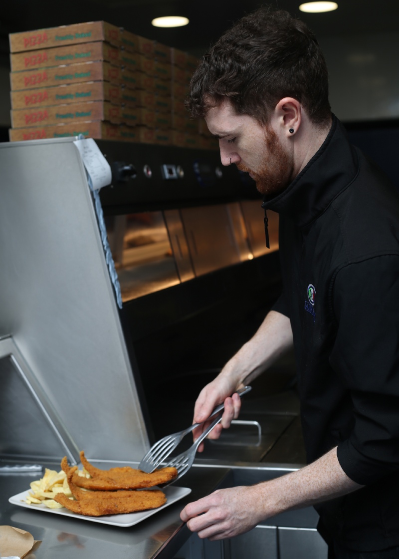  a Chef Cooking Fish & Chips at Marini’s Baillieston 
