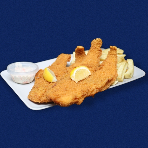   a Crispy Fish & Chips Served at Marinis Baillieston